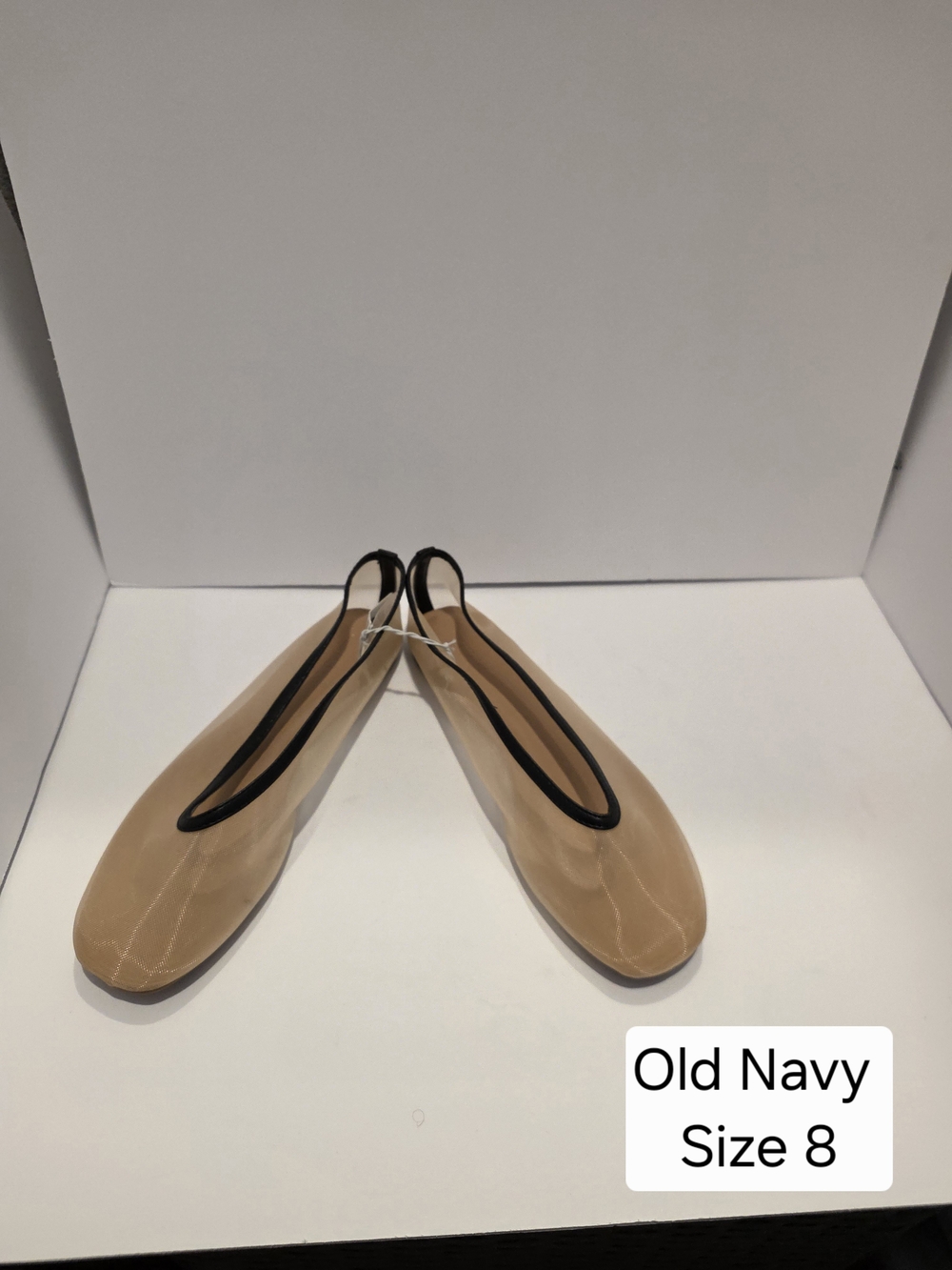 Old Navy Nude Sheer Ballet Flats with Black Trim - Size 8